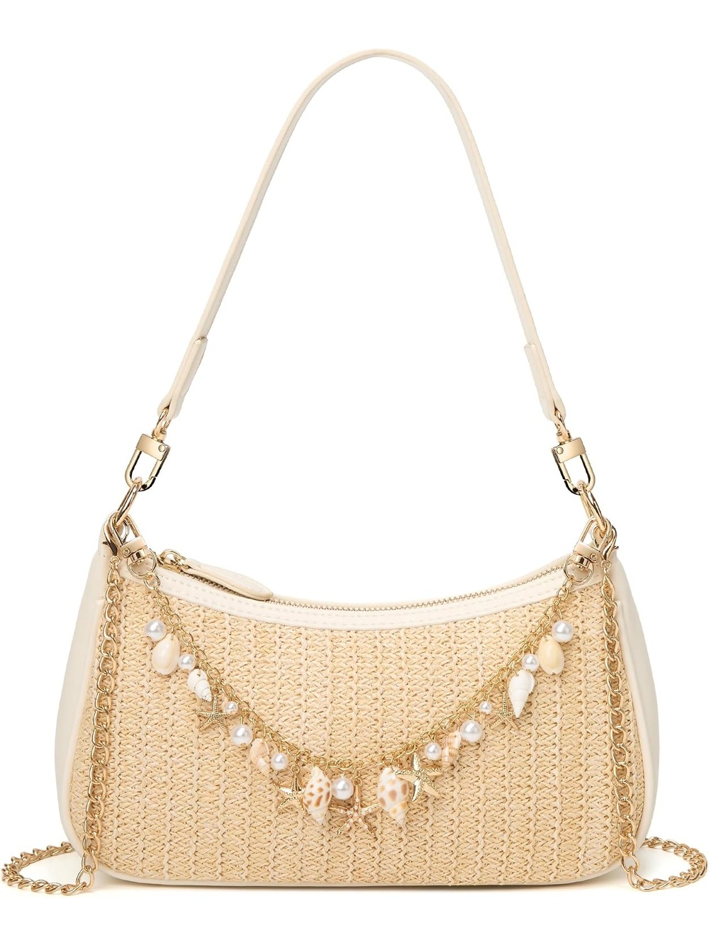 〽️ Women's Beige Cute Hobo Cherry Clutch Purse Removable Straps Shoulder Bags